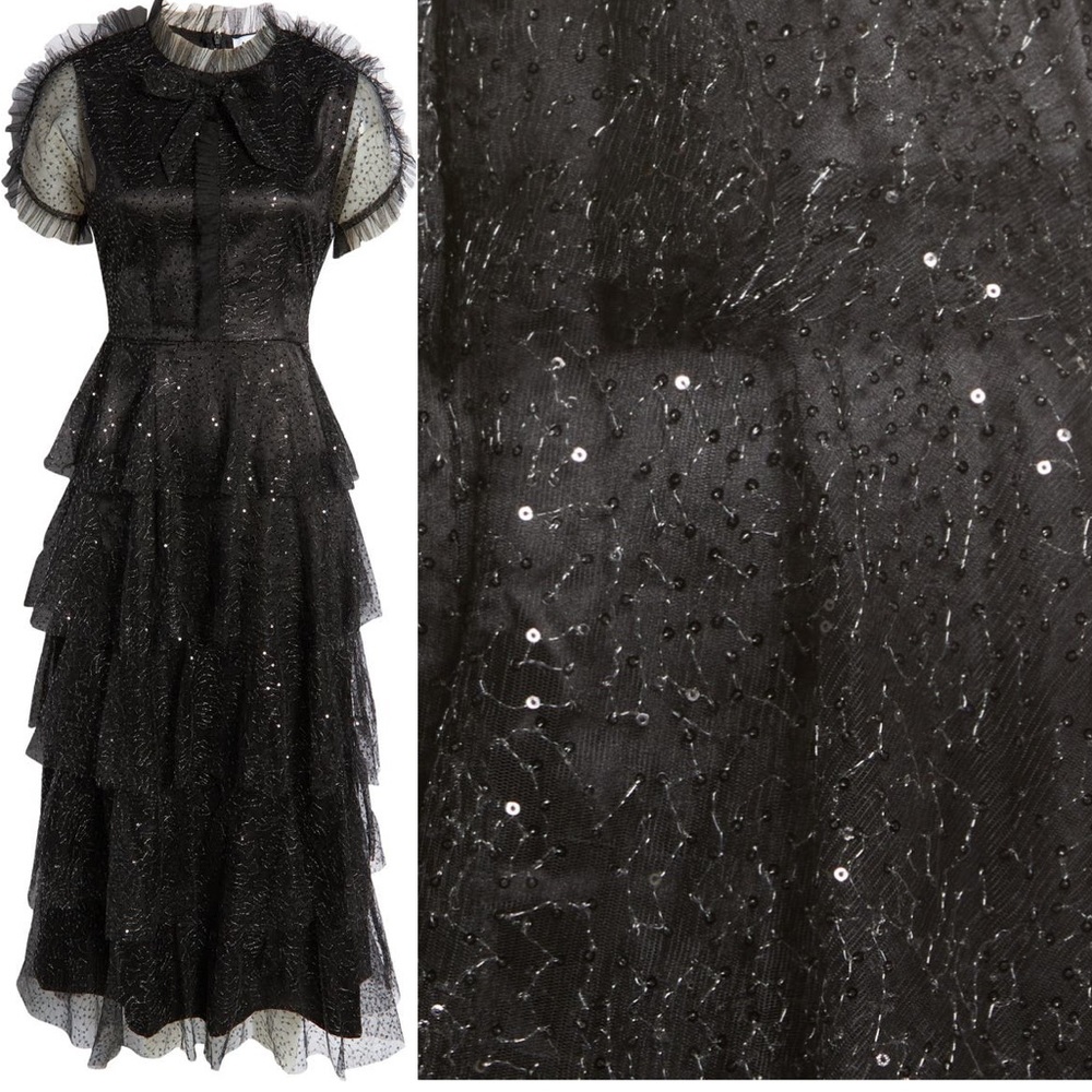 Amy Lynn Mesh Overlay Midi Tea Dress